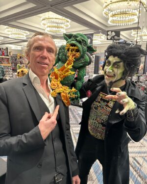 Richard Brake Instagram - The Cheddar Goblin decided to puke on me at Mad Monster Atlanta this weekend. But still a great weekend @madmonster. Thanks everyone who came out to their inaugural Atlanta show. And thanks for @silverscreamfxlab creator of the actual Cheddar Goblin for the film Mandy for stopping by. I’ll send you my dry cleaning bill. #mandyfilm #madmonsterpartyatlanta