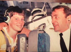 Rob Huebel Instagram - Miss you Dad. Thanks for not throwing me out of the cockpit when I had this haircut. Blue skies and tailwinds. 💜