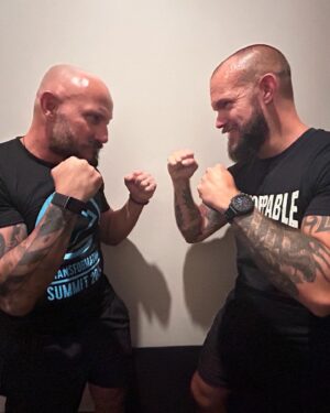 Robert Anthony Fish Instagram - Finally “.. @therock has come back..” 

(No, not that one) 

.. making (the in person) acquaintance of @haydndosomething was awesome! It’s been in the making for some time now, so it lands high on a list of “Awesomeness..” @mikethemiz (the @wwe references don’t end) that surrounded my weekend in the fine sate of Georgia. @ddpyoga 2024 Summit, hosted by @diamonddallaspage and his wife @paygemcmahon , @_joshua_nair ..Thank you falls so short of the gratitude I feel for these people! Amazing summit!

Also, Hayden and I did square off.. it got ugly! Mostly because in both our respective relationships (mine w/ my wife @theerinkayla and his, w/ his wife @hollywaldenrose_ ) they supply the Beauty, we the Beasts! 

PS y’all @powercuffs are truly no joke.. Get them!