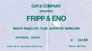 Robert Fripp Instagram - On this day in 1975, Fripp & Eno performed at Club Juventud in Badalona (a neighbouring city of Barcelona). This was the second night of their European tour, and they would soon be on their way to France...