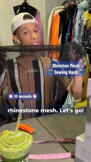 Robin Fierce Instagram - 30 second sewing hack: how to work with rhinestone mesh! 

#sewing #sewinghacks #sewingtips #howtosew #sewingtutorial