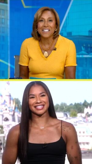 Robin Roberts Instagram - We absolutely love @jordanchiles! 🫶

The #TeamUSA gymnast talks about the heartwarming moment she and #SimoneBiles bowed to gold medalist #RebecaAndrade on the victory podium after floor finals: “With everything Rebeca has done within her sport and with everything she’s done, I felt like it was needed. That girl deserved that gold medal as much as her performance did.”

#paris2024 #olympics #jordanchiles