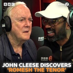 Romesh Ranganathan Instagram - Our Romesh: He entertains, he acts... He sings! 

A hilarious morning with national treasure John Cleese with Romesh - listen back on BBC Sounds! 🧡🎧