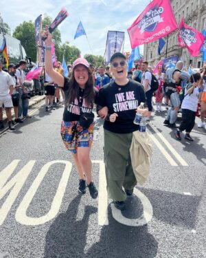 Rosie Jones Instagram - Ironically there’s no better word to describe yesterday than PROUD. Proud to be marching with @stonewalluk, proud to be surrounded by thousands of our queer family (and to feel the love too), but most of all proud to be walking with @aislingo. The person with so many roles in my life, most importantly my best friend. Thank you for linking me, literally and metaphorically, through life. Exciting times ahead. I love you mate.