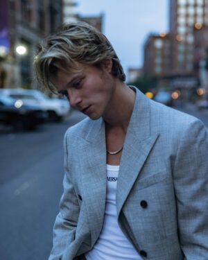 Rudy Pankow Instagram - 🥂 @flauntmagazine

Credits:
@FlauntMagazine
Photographed by: @michaelmuller7
Styled by: @johntanstyling
Written by: @eloisadefarias
Grooming: @jessica_o_ 
@louisvuitton @domperignonofficial