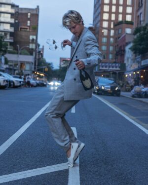 Rudy Pankow Instagram - 🥂 @flauntmagazine

Credits:
@FlauntMagazine
Photographed by: @michaelmuller7
Styled by: @johntanstyling
Written by: @eloisadefarias
Grooming: @jessica_o_ 
@louisvuitton @domperignonofficial