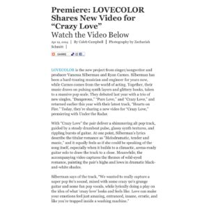 Ryan Carnes Instagram - “Pulsing synth layers and glittery hooks, taken to a massive pop scale” - @undertheradarmag 

‘Crazy Love’ Music video out now! 🔗 in bio 

‘Crazy Love’ Music Video Credits:
Directed by: @jamiewollrabstudios 
Produced by: @vanessasilbermanofficial, @ryancarnes1, @helloitsbrielle 
Starring: @ciarahanna20, @ryancarnes1 & @vanessasilbermanofficial 
Cinematographer:  @garrett_gaston 
Edited by:  TJ Moore
Photo by: @zachariah_shoots 

#lovecolor #crazylove #musicvideo #altpop #altpopduo