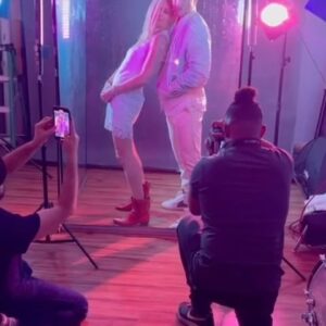Ryan Carnes Instagram - Don’t throw stones from a plexiglass house. 

All hands on deck for some BTS during our shoot with @zachariah_shoots and @bradley206. 

Thanks to @ciarahanna20 for the capture ❤️‍🔥🫀 
.
.
.
.
.
#lovecolor #ryancarnes #vanessasilberman #photoshootday #behindthescenesphotoshoot #bandphoto #bandphotos #alternativeband