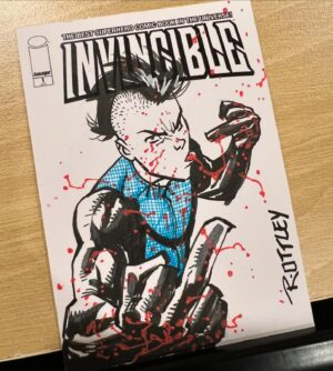 Ryan Ottley Instagram - Hey! For those that caught a portion of my insta live a little bit ago, sorry! Connection was poor I guess. I’ll try again some other time. Here’s what I was playing with, Mohawk Mark on our new slab sketch cards!
