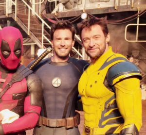 Ryan Reynolds Instagram - Thank you, @chrisevans.  Some of the greatest moments I’ve ever experienced in a theater were authored by this guy. Some of the hardest laughing I’ve ever done came from listening to Chris tell a story — about anything. And he got me again this year. Chris is one of those movie stars who’s actually better than you hope he is.  And people hold him to a crazy high standard. He‘s just the absolute best.

Part of the movie’s theme is saying goodbye… And one of the gifts of working on the film is that we got to say goodbye on different terms.  Seeing Johnny Storm (if only for a short while) was like seeing someone you miss come back from the dead in a dream. Way too brief and too lovely to be real. Goodbyes are hard. It was hard saying goodbye to Chris Evans’ Johnny Storm. But at least we got to actually say it this time. 

On the other hand, it wouldn’t have been necessary if he hadn’t run his fat-ass mouth around Cassandra. Or if she hadn’t zip-zapped his skin, leaving his organs to splash crudely onto the ground, while the soil greedily drank his blood. It was horrible.

Jonathan Lowell Spencer Storm: We love you. Wherever you are, I’m sure you’re thriving. #FlameOff 🧯 

#DeadpoolAndWolverine ❤️⚔️\|/💛