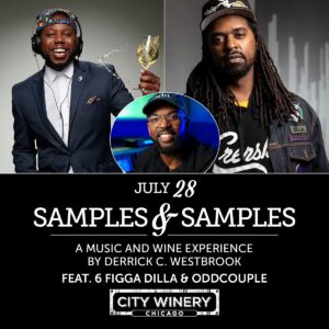 S. Dilla Thomas Instagram - Join us for a unique and immersive evening where history, music, and wine intertwine to tell the story of Chicago. This exclusive event features Chicago Historian Dilla, Certified Sommelier Derrick C. Westbrook, and DJ/Producer  OddCouple Music, creating an unforgettable experience that celebrates the vibrant culture of Chicago through its rich history, diverse music, and exquisite wines.

Link In Bio
