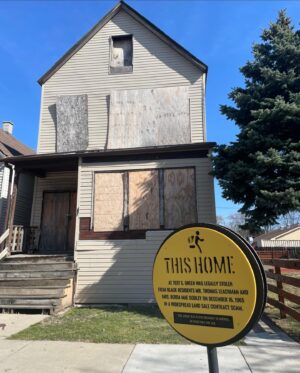 S. Dilla Thomas Instagram - This weekend, in partnership with Folded Map Creator @tonikaj and Chicago Historian @6figga_dilla, we kicked off our fourth Disrupting Segregation Bus Tour where we reflect on the impacts of segregation and reimagine our neighborhoods.

Stop #1: We visited an Englewood home that was sold on a Land Sale Contract (LSC), a contract that enforces high monthly payments to the seller without transferring ownership rights to the homebuyer. During the 50s and 60s, this was a common practice to legally steal homes from Black families. 

7037 S. Green is one of the many homes captured by Inequity for Sale, a project that captures the stories of Englewood homes sold through LSCs. To learn more, visit inequityforsale.com

Stop #2: Attendees used our kit to explore Lincoln Park and reflect on the differences between both neighborhoods. 

To learn more about our Folded Map Toolkit, visit bit.ly/fmaktwh or head to our bio! 

#chioerj #togetherweheal #foldedmap #communityhealing #disruptingsegregation