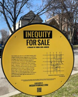S. Dilla Thomas Instagram - This weekend, in partnership with Folded Map Creator @tonikaj and Chicago Historian @6figga_dilla, we kicked off our fourth Disrupting Segregation Bus Tour where we reflect on the impacts of segregation and reimagine our neighborhoods.

Stop #1: We visited an Englewood home that was sold on a Land Sale Contract (LSC), a contract that enforces high monthly payments to the seller without transferring ownership rights to the homebuyer. During the 50s and 60s, this was a common practice to legally steal homes from Black families. 

7037 S. Green is one of the many homes captured by Inequity for Sale, a project that captures the stories of Englewood homes sold through LSCs. To learn more, visit inequityforsale.com

Stop #2: Attendees used our kit to explore Lincoln Park and reflect on the differences between both neighborhoods. 

To learn more about our Folded Map Toolkit, visit bit.ly/fmaktwh or head to our bio! 

#chioerj #togetherweheal #foldedmap #communityhealing #disruptingsegregation