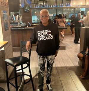 S. Dilla Thomas Instagram - The legendary George Daniels rocking the Everything Dope About America Comes from Chicago hoodie 💯💯💪🏾. Salute to the OG 🫡