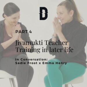 Sadie Frost Instagram - “I was doing it for me, and now what I have is a really personal, deep practice”. In conversation with Emma Henry,  Sadie Frost shares how participating in the Jivamukti Yoga Teacher Training in her fifties has been a transformative experience for her personal practice ✨️
⁠
Listen to the full video podcast on Jivamukti Digital, link in bio.⁠
⁠
@sadielizafrost @emmajiva⁠
⁠
#jivamuktidigital #yogachats