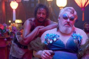 Samba Schutte Instagram - To those wondering why Roach is suddenly blind and wet during Calypso’s birthday and it never being explained (which is hilarious), here’s why: bobbing for plums in a tub full of cheap rum🌺☠️🏴‍☠️ Overacting brought to you courtesy of the Lecoq Acting School of Physical Comedy🤣
#OurFlagMeansDeath #ofmd #bts