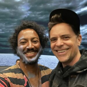 Samba Schutte Instagram - Today’s Crew Shoutout: the genius @dvidjenkins aka our father and creator🏴‍☠️ What to say about the man who gave us this epic show, redefined the pirate genre, broke records, made history and created a classic for all times☠️ It was such a joy watching him get excited for every little aspect of his show coming to life, while looking cool all along⚔️ I love you brother and I’m eternally grateful🫡❤️ 
#OurFlagMeansDeath #ofmd #ofmdseason2 #bts
