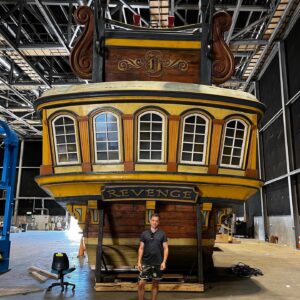 Samba Schutte Instagram - Today’s Crew Shoutout: the genius @dvidjenkins aka our father and creator🏴‍☠️ What to say about the man who gave us this epic show, redefined the pirate genre, broke records, made history and created a classic for all times☠️ It was such a joy watching him get excited for every little aspect of his show coming to life, while looking cool all along⚔️ I love you brother and I’m eternally grateful🫡❤️ 
#OurFlagMeansDeath #ofmd #ofmdseason2 #bts