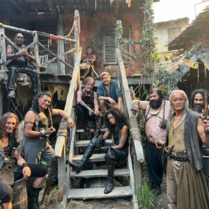 Samba Schutte Instagram - Crew Shoutout part 2: the first time I met @rhysiedarby at rehearsals he said hi and I said “I LOVE YOU”☠️ Never walked it back since. He worked so hard this season but always looked cool, always improvised effortlessly as Stede⚔️ That red suit WAS cursed- triggered the fire alarm as soon as he stepped on stage❤️‍🔥 And that mermaid tail was really heavy, but look how graceful!🏴‍☠️🧜‍♂️ 
#OurFlagMeansDeath #ofmd #ofmdseason2 #bts