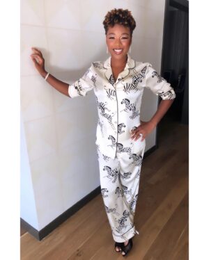 Samira Wiley Instagram - #repost @samsaboura
・・・
Emmys at Home with Best Supporting Actress Nominee @whododatlikedat ✨Samira serving luxe leisure vibes in silk pajamas by @oliviavonhalle jewels from @chopard and heels by @sophiawebster With glam @mjr_makeup and style by @samsaboura for @samspector 

We’re so excited to partner with @radvocacy @chic_relief and @michelleobama’s @whenweallvote—where you’ll be able to bid on Samira’s Emmy look later this week—with 💯 proceeds going to an amazing cause! More details to follow #vote #whenweallvote #samirawiley #handmaidstale #style #stylist #emmys
