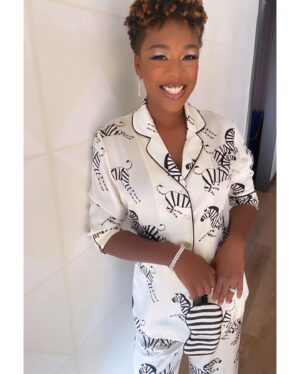 Samira Wiley Instagram - #repost @samsaboura
・・・
Emmys at Home with Best Supporting Actress Nominee @whododatlikedat ✨Samira serving luxe leisure vibes in silk pajamas by @oliviavonhalle jewels from @chopard and heels by @sophiawebster With glam @mjr_makeup and style by @samsaboura for @samspector 

We’re so excited to partner with @radvocacy @chic_relief and @michelleobama’s @whenweallvote—where you’ll be able to bid on Samira’s Emmy look later this week—with 💯 proceeds going to an amazing cause! More details to follow #vote #whenweallvote #samirawiley #handmaidstale #style #stylist #emmys