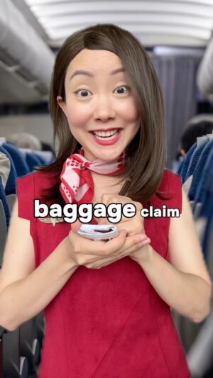 Sandra Kwon Instagram - LEARNING TO PLANE ✈️ ep.3 Can’t lift it? CHECK IT!🧳 #planelanguage #travel #planeforbeginners #firstflight #luggage
