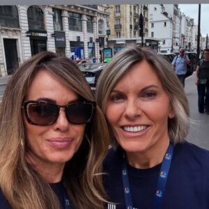Sandy Yawn Instagram - Everyday is a gift, having new experiences, meeting new people, working along side those you respect , and reuniting with good friends…but in it all, I have a love to walk by my side through it all @leahraeofficial #paris2024 #olympics2024