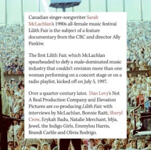 Sarah McLachlan Instagram - Exciting news! I can’t wait to see how the incredible team behind this will tell the story of Lilith ❤️ XoS

@instadanjlevy @allypankiw @elevation_pics