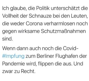 Sascha Lobo Instagram - ...und wenn man einen Blick hinter die Kulissen wirft und ein paar Leuten zuhört, ist ein deutsches Impfdebakel aus Gründen der Fehlorganisation leicht möglich. 

#covid_19 #impfung #deutschland