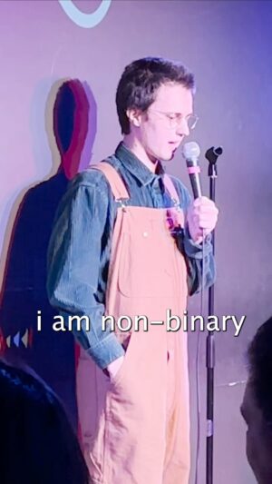Sasha Kapadya Instagram - a new video of mine with a joke that i’ve been doing for some time already. i really like this joke, i’m happy every time i’m able to come up with another weird joke about my queer experience and i’m even happier whenever i stumble upon an audience who get it, which is definitely the case for the show by @lisafrischemeier at @comedycb where that video was taken! enjoy :)

feel free to correct my mistakes!