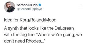 Scroobius Pip Instagram - V funny tweet actually.
Bit of synthesiser bants (despite having no knowledge on the subject)…