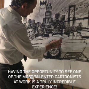 Sean Gordon Murphy Instagram - Had to wear a suit and tie for my live drawing performance at the @automobilipininfarinaofficial event last night. This italian design firm has been a staple in shaping Ferrari, Lamborghini, and other cars for about 100 years.

They even had 150 year old brandy, which was amazing!

Considering I was the poorest guy in the room, I probably didn't need my wallet chain.