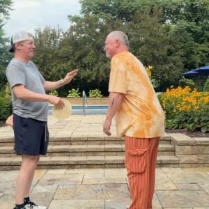 Sean Hayes Instagram - Even though we’re a bit late to the party, my brother Kevin and I had a good time with the tortilla challenge.  Well, one of us had a good time.  Can someone please call my phone? #TortillaChallenge #HayesFamilyReunion
