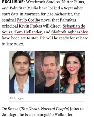 Sebastian de Souza Instagram - I can’t believe I’m allowed to tell you that some extremely kind and generous (also really crazy) individuals have decided that I am the man to play Santiago in Paulo Coelho’s ‘The Alchemist’. I promise I will try my very, very, VERY best not to mess it up! Lv, an extremely excited and beyond grateful Sebba