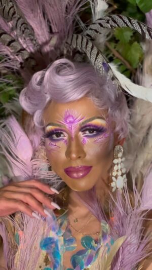 Serena Chacha Instagram - If I played Daisy meeting Gatsby in my ChaChanted forest!!!!!!!! Outfit, plumette, hair and makeup by ME 💜💜💜 thanks @meldemiami for filming 
#share #follow #serenachacha #rupaulsdragrace #lanadelrey #gatsby #latinx