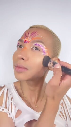 Serena Chacha Instagram - 25 min tribal makeup including skincare from @activateyourimpact 🥰🤩 the artist supply store has brushes beyond imagination
Product info in story! 
 #makeupbymyron 
#transformstiontuesday #halloweenmakeuptutorial #tribalmakeup #skincare