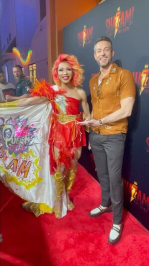 Serena Chacha Instagram - @zacharylevi @shazammovie PREMIERES TONIGHT WORLD WIDE! prepare to feel like a hero like i did when meeting #Shazam 
@ShazamMovie @wbpictures @DCofficial #ShazamMovie #FuryoftheGods @HM_Comms #friday #springbreak #superhero