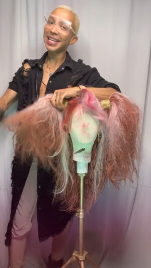 Serena Chacha Instagram - teasing this triple pony! Prepare for the dancing clown!!!!! 
#halloween #wigs #serenachacha #customwigs #clown #ponytail