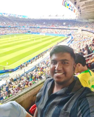 Shaiju Damodaran Instagram - At the Parc des princess @abhinovshyju ⚽️ home ground of Paris saint German ⚽️ One of the great venues of Olympics football 2024 ⚽️ proud to stand here in this stands which murmur the legacy of French football ⚽️