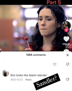 Shannon Woodward Instagram - this clip went viral on tik tok and someone in the comments thinks i look like Adam Sandler.