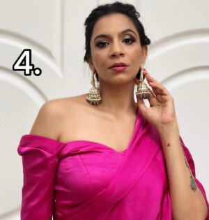 Sharul Channa Instagram - Which is your favourite colour ? 1,2,3 or 4 ! 
Dropping these sarees at a store near you ( Hint hint @jinders.singapore ) 

Also will be wearing these sarees at my stand-up tour in India called - “Saree not Sorry” 

Chennai : 24th August 2024
Hyderabad: 30th and 31st August 2024 
Mumbai :  5th September 2024 
Bengaluru : 6th and 7th September 2024

Tickets on bookmyshow or ticket link in my bio. 

Make-up and Hair : @andreajoandom 
Sarees designed by me in collaboration with @soniyah.sidhu from @jinders.singapore 
More pictures coming along by @laxmikaulportraits 

📸 : @andreajoandom