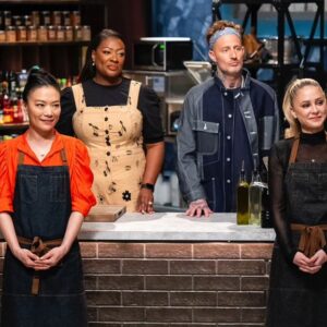 Shirley Chung Instagram - 🔥🔥🔥 Are You ready for our Rematch?! @chefbrookew 🐽🐷🫘 📺This Tuesday July 16th 9pm on @foodnetwork , I will be taking on the Titans!  will be cooking against friends, Tiffany and Michael, for the very first time ❤️ but I am most looking forward to compete against my good friend, old roomie, my bunk bed mate Brookie for the first time since our Top Chef finale 8years ago! 👊  Look, we even have the same pose standing in front of our judge @geoffreyzakarian.  Can you guess what we will be cooking in our rematch? 😉  Hint, we def have a little history on the ingredients 🤔. Premiering Tuesday, July 16th at 9pm – “Titans vs Shirley Chung”
Chef Shirley Chung has a bone to pick with Bobby Flay’s Titans — especially her former roommate, Brooke Williamson. While Shirley’s intimate knowledge of the Titans could lead to their downfall, Iron Chef Geoffrey Zakarian’s judging keeps everyone on their toes.
 
#BobbysTripleThreat @foodnetwork @StreamOnMax #chefshirleychung #dumplingmafiaqueen