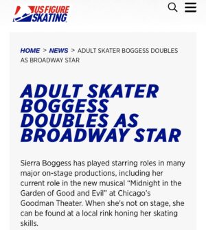 Sierra Boggess Instagram - Thank you @usfigureskating Elvin Walker for this interview! What an honor ♥️⛸️ full article in bio! 

 #figureskating #broadway #midnightinthegardenofgoodandevil #iceskating #figureskater