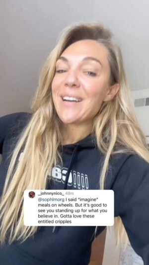 Sophie Morgan Instagram - You will thank us ‘entitled cripples’ one day. Promise.
