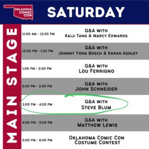 Steve Blum Instagram - Hey Tulsa! I'm coming to visit soon - and there's lots of other great guests, too!
• • •
Re-Posted @withregram • @oklahomacomiccon @blumspew will be a guest @oklahomacomiccon August 10-11 in #tulsa #oklahoma #oklahomacomiccon #wolverine #xmen #spikespiegel #cowboybebop #starwars #hesbeenineverything