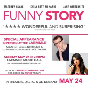 Steve Greene Instagram - Funny Story is out today on iTunes / AppleTV! Come watch it with me and @nikkilimo this Sunday night @ 7:20 in LA! Tickets @ funnystorymovie.com. Q&A after the screening hope you can come 🙌🙌🙌
