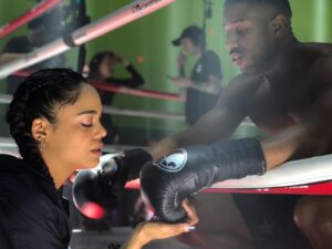 Steven Caple Jr. Instagram - More behind the scenes. Took this with my phone. We were prepping for a shot when I saw these two going over the scene. They share something so special and real. I’m glad I was able to be a part of it. #Creed 2 is out tonight! @tessamaethompson @michaelbjordan