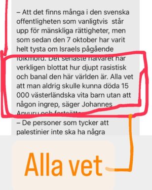 Stina Wollter Instagram - Du säger det @johannesanyuru alla vet. Tystnad talar. Tystnad skriker. 500 ukrainska barn har dött och det är självklart och inte kontroversiellt på något sätt att uttala sig, att anordna galor, att uttrycka sitt stöd i tv och radio för Ukrainas folk. Men nu gäller tystnad. Så att den illegala ockupationsmakten ska få genomföra sin plan i lugn och ro. Och barnkonventionen gällde visst inte alla barn. Tänk och ack att se sin samtid såsom kejsaren stå spritt naken, och inte bara naken; indränkt i blod och i en stank från ruttnande lik under sönderbombade hus och på ett berg av amputerade barnaben och barnaarmar. Där står samtiden. Och iof:s snipers skjuter prick på lekande barn och tjoar. Som om det vore sport, lerduveskytte. 
10 poäng.