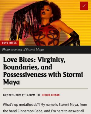 Stormi Maya Instagram - Omg guys I officially am a columnist for @metalsucks !!! Dreams do come true :-) I’m like a Metal Carrie Bradshaw ✨ I have my own column called “Love Bites” where I answer all your relationship/love questions 🙏🏽🙏🏽🙏🏽 Send me more stories and questions !!!