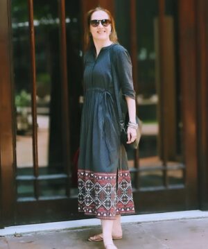Suzanne Bernert Instagram - Stepping out in style in a beautiful Maxi Dress gifted by #untungindia.
Locations are Bikaner House, Diggin and L'opera in Delhi. It was super hot and I felt classy and relaxed in my grey cotton dress with a Mandarin collar and a slit on one side, buttons and drawstring. Most compliments I got for the print at the bottom of the dress. 
Shoes by #elizabethy and pics by @arjunhardas 
.
.
.
#greydress #arjunhardas #suzannebernert #happytraveller #delhidiaries❤ #alwaysstylish